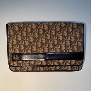 Vintage Dior Trotter Clutch Bag Bordeaux Authentic Used